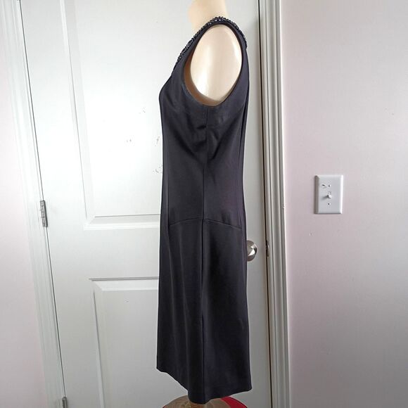 Banana Republic L'Wren Scott Collection Black Beaded Sheath Dress 10 Sleeveless - Picture 4 of 7
